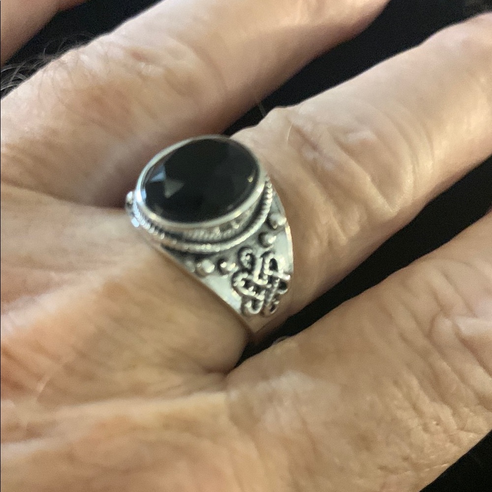 Men's Silver and Black Signet Ring Bogo